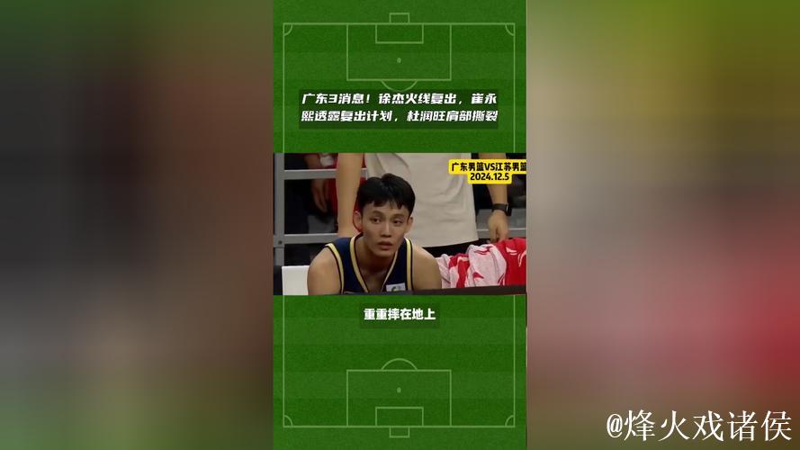 广东3消息!徐杰火线复出,崔永熙透露复出计划,杜润旺肩部撕裂 广东3消息!徐杰火线复出,崔永熙透露复出计划,杜润旺肩部撕裂